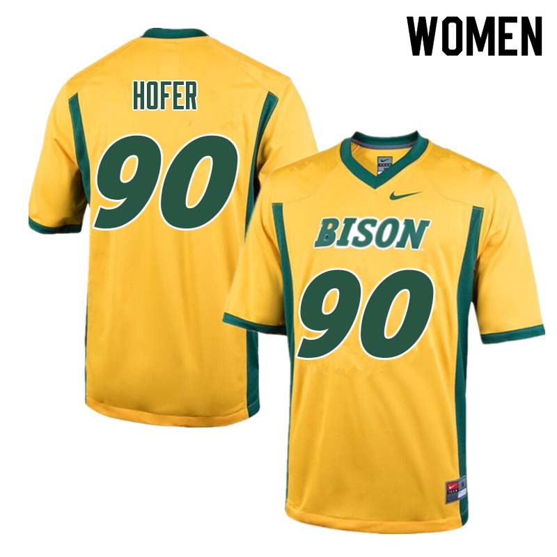 Women #90 Levi Hofer North Dakota State Bison College Football Jerseys Sale-Yellow - Click Image to Close